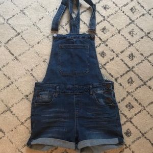Lulus Play It Again medium wash overalls